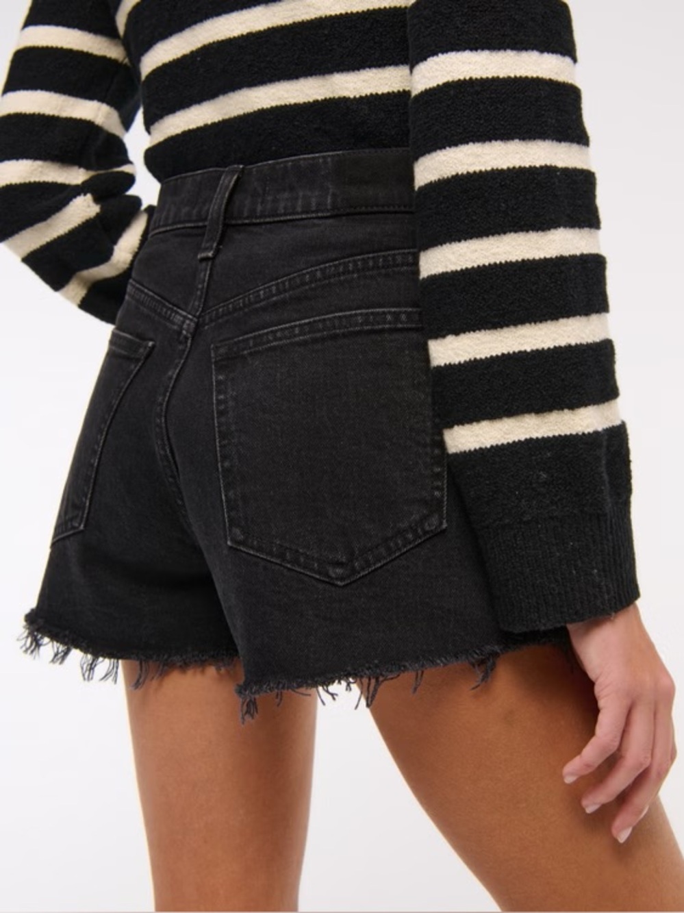 Abercrombie & Fitch High Rise Mom Denim Jean Shorts Black The Mom Short 28 6